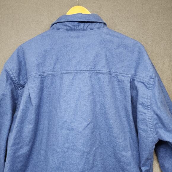 Lands End Chamois Flannel Shirt Mens XL Blue 100% Cotton Pocket Made in USA - Picture 10 of 14